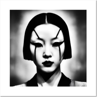 Japanese woman, dark art, horror vibe Posters and Art